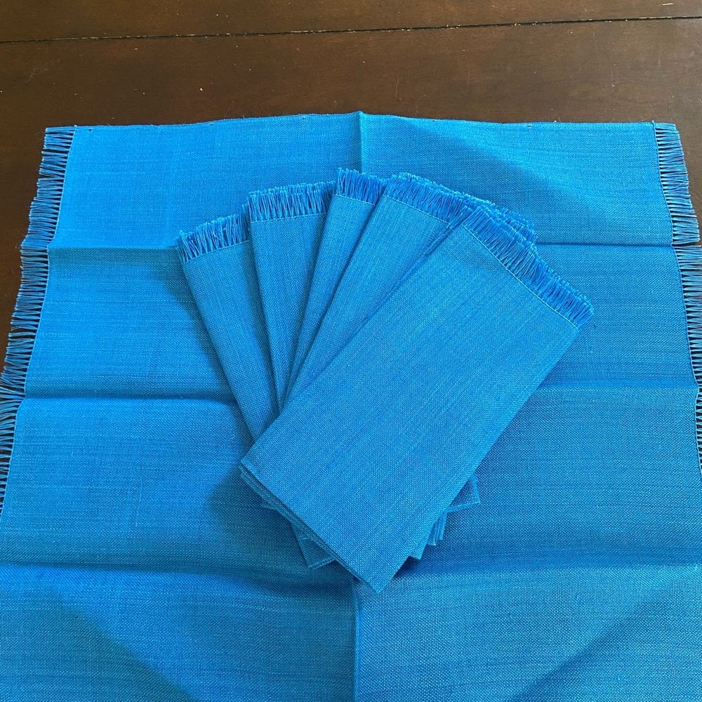 Bright Turquoise Blue Woven Placemat Set